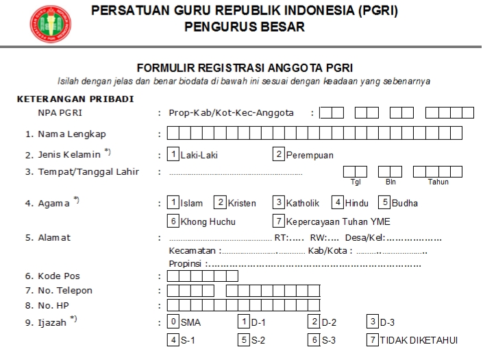 Pendaftaran PGRI Bahauhulu - Persatuan Guru Republik Indonesia Cabang Bahauhulu